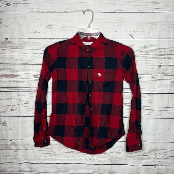 Abercrombie & Fitch Tops - Abercrombie & Fitch Red Black Plaid Flannel Shirt Sz XS!